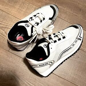 New MK metallic silver embellishment sneakers